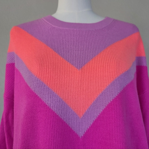 Lilly Pulitzer  Mandevilla Pink Chevron Stripe Size M Medium Knit Pullover - Picture 7 of 11